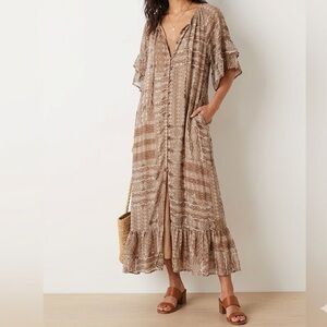 Shop Stevie Beige Patterned Boho Maxi Dress